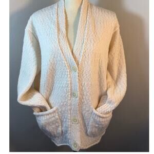 J Crew Cream Ivory Boucle Cardigan Wool Alpaca Cardi Sweater S NWOT Oversized